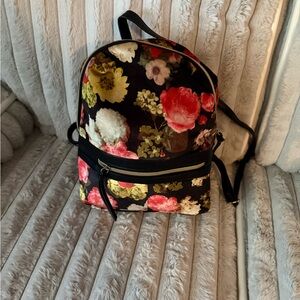 Floral Black Backpack